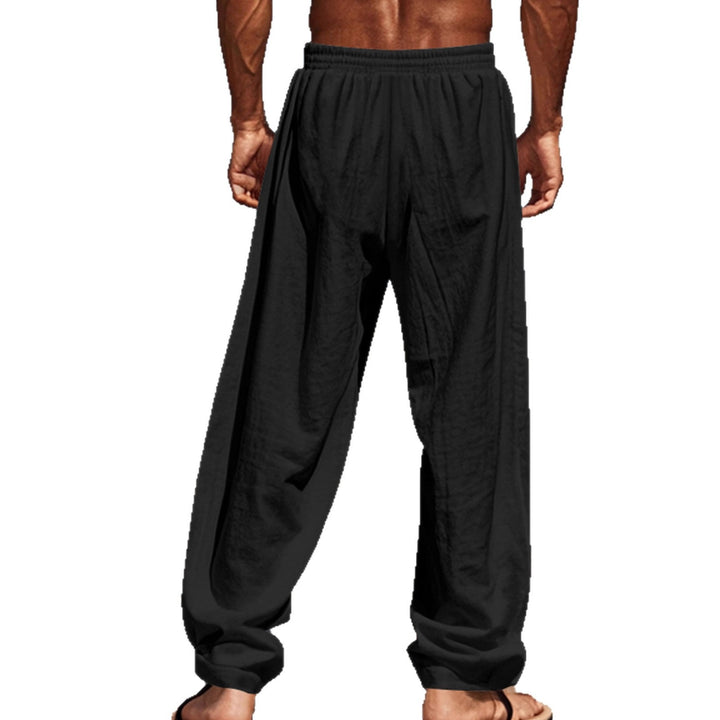 Men's Comfortable Linen Pants with Elastic Waistband and Side Pockets StylebySassy