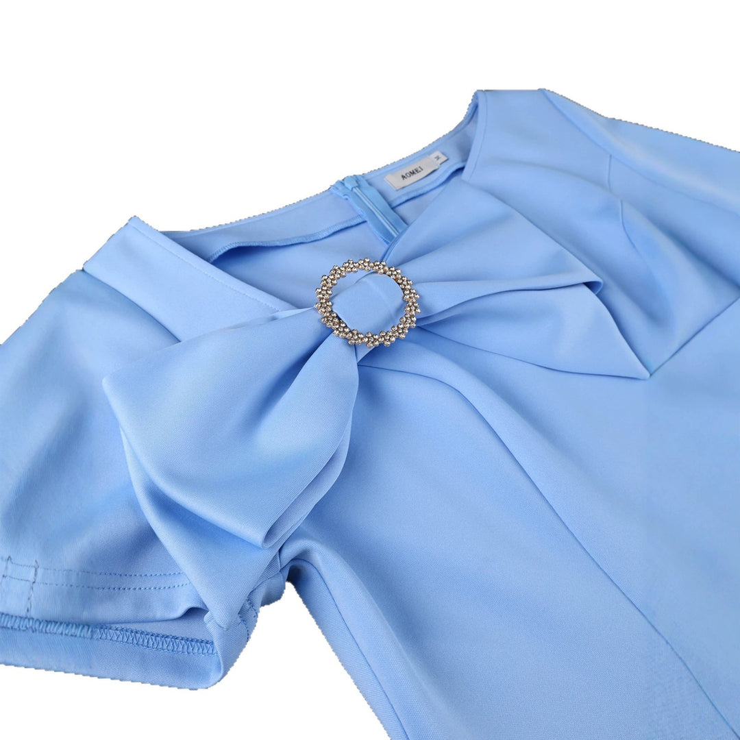 Women's fitted dress with large bow accent