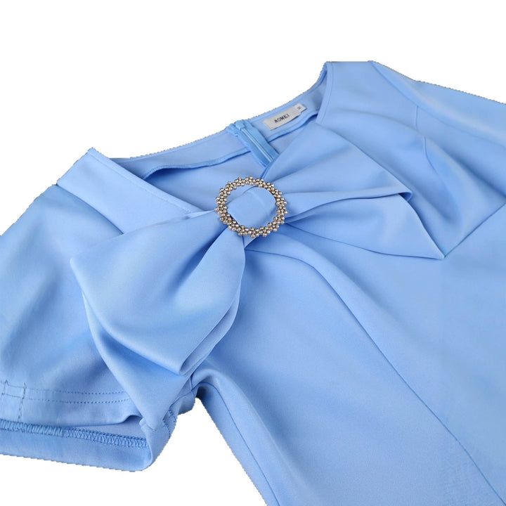 Women's fitted dress with large bow accent