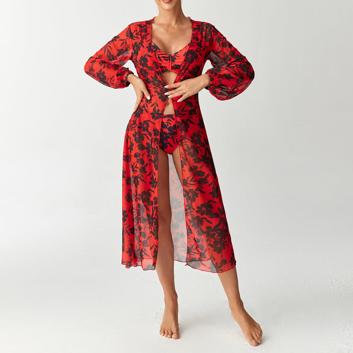 Women's Transparent Beach Dress with Floral Pattern StylebySassy