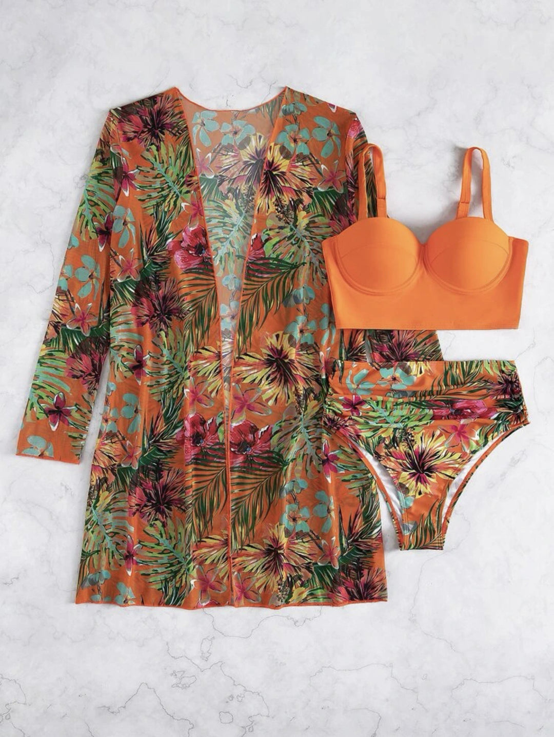 Women's bikini set with floral cover-up StylebySassy