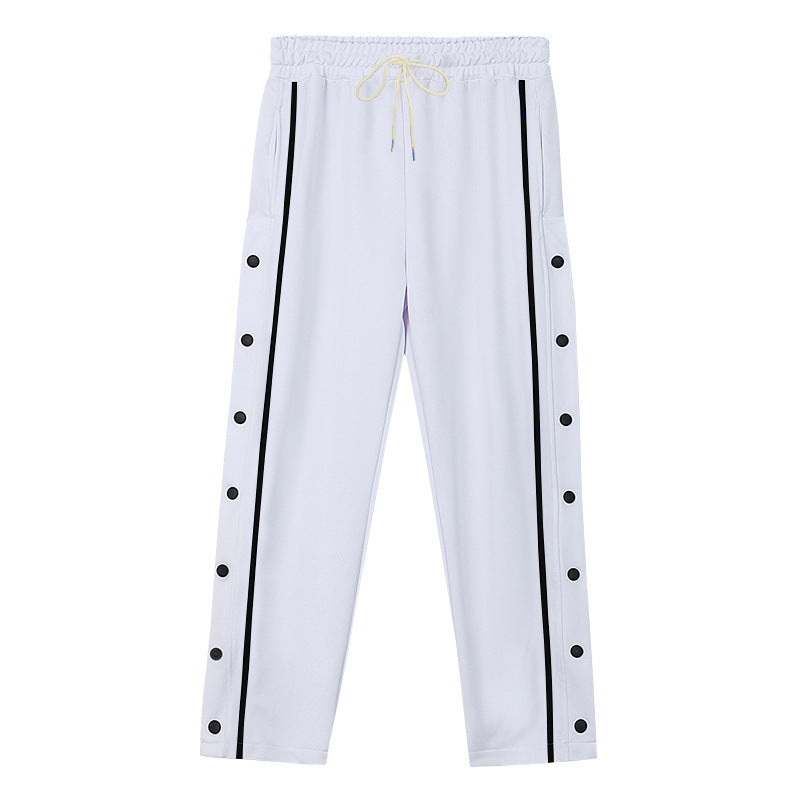 Unisex nan light sports training pants with snap button placket and elastic drawstring waistband StylebySassy