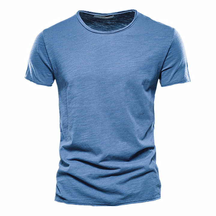 Men's lightweight cotton shirt with round neckline and slim fit StylebySassy