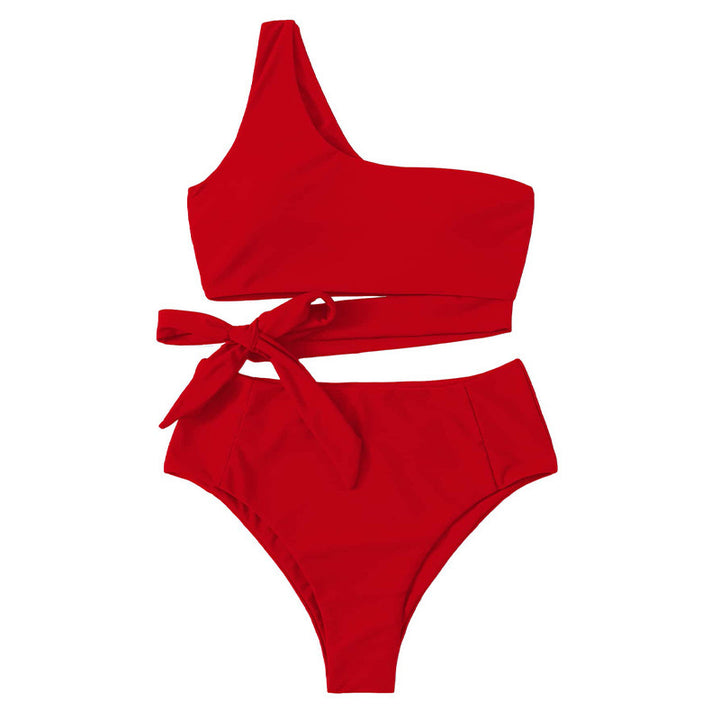 Ladies bikini set with asymmetrical top and high waist cut StylebySassy