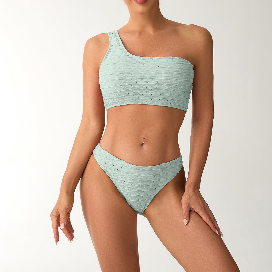 Women's One-Sided Bandeau Bikini with Textured Surface StylebySassy