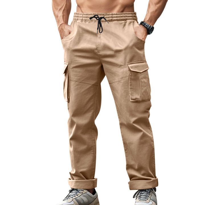 Men's urban cargo chinos in jogging style with elastic drawstring waistband and multifunctional pockets StylebySassy