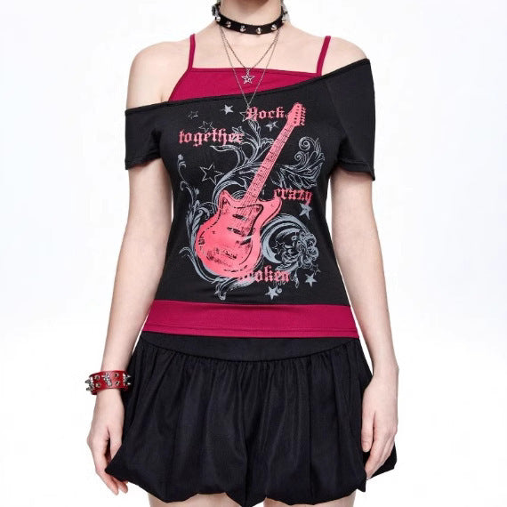 Women's Asymmetrical Skirt T-Shirt with Graphic Print StylebySassy