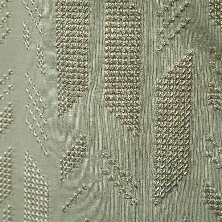 Men's round neck shirt made of cotton blend with geometric laser perforation and straight cut StylebySassy