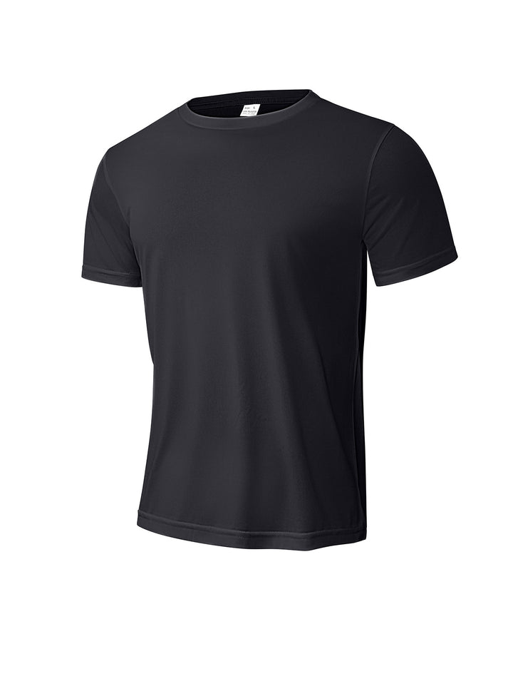 Men's melange functional T-shirt with round neck, lightweight cotton blend and breathable structure StylebySassy