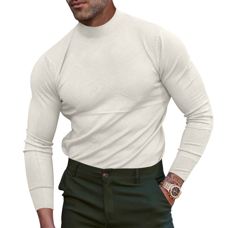 Men's body-hugging fine knit sweater with a tight round neckline StylebySassy
