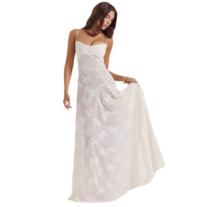 Ladies flowing maxi dress with corset top and spaghetti straps StylebySassy
