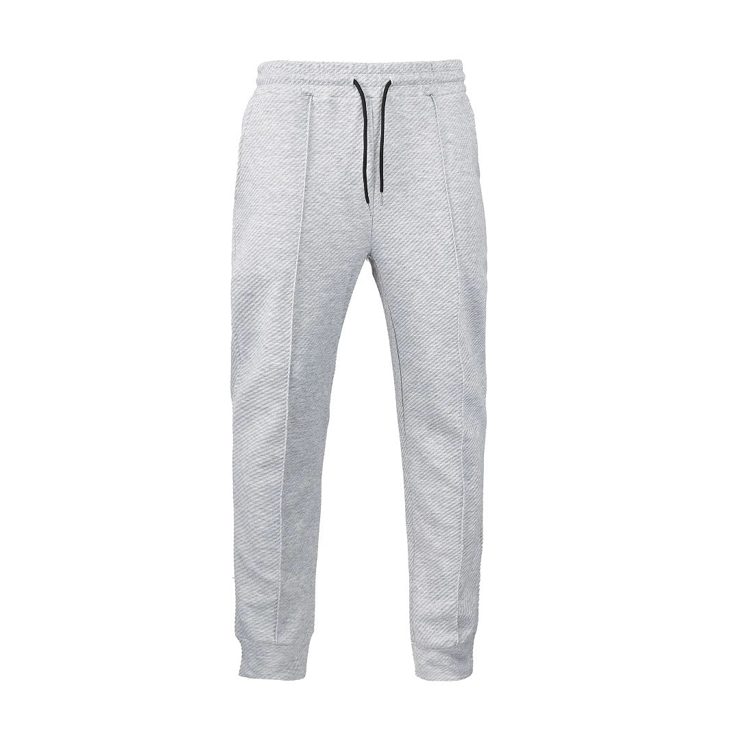 Men's diagonal structured comfort jog pants with pre-shaped inseam and ribbed ankle cuff StylebySassy