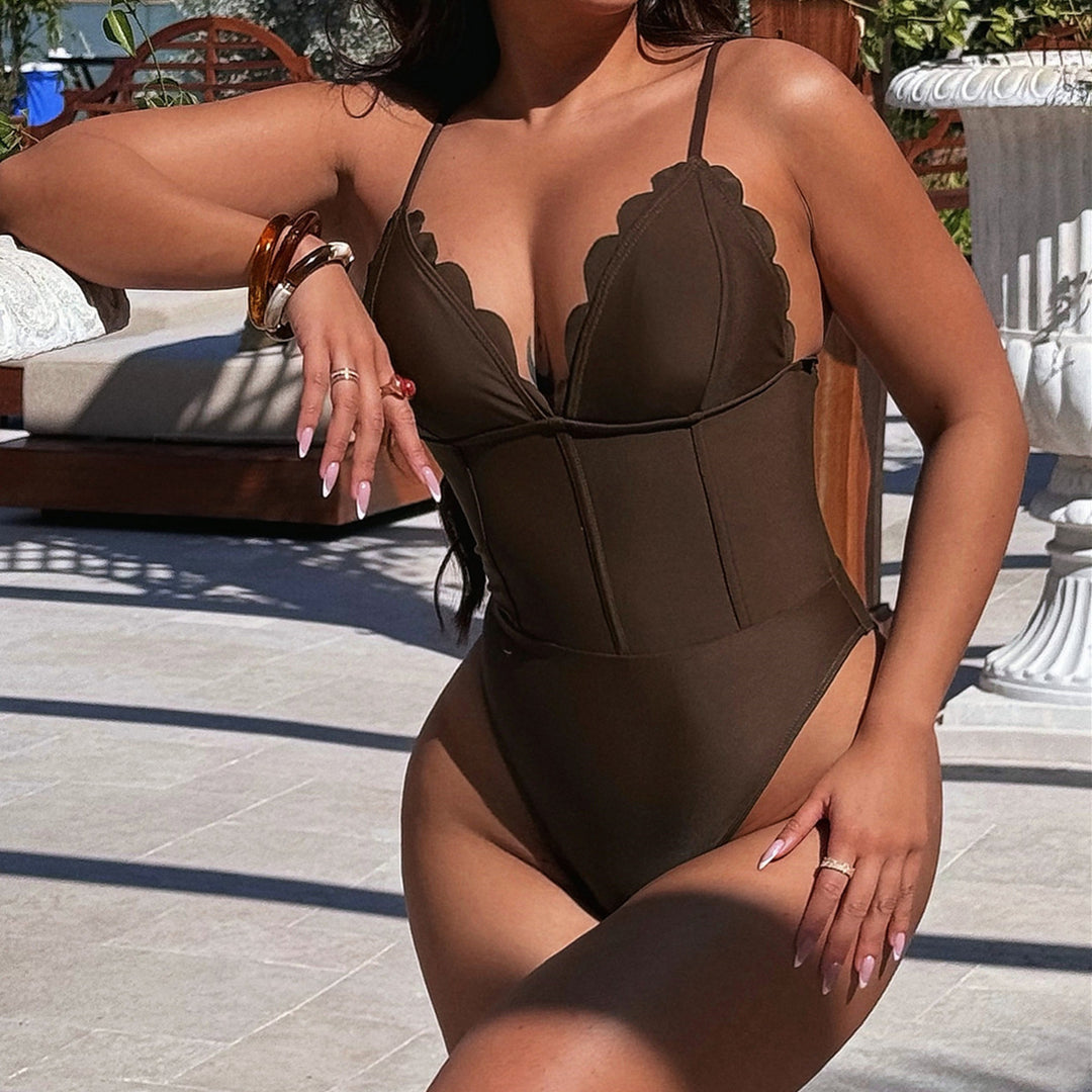 Women's elegant high-cut swimsuit with exquisite lace accents StylebySassy