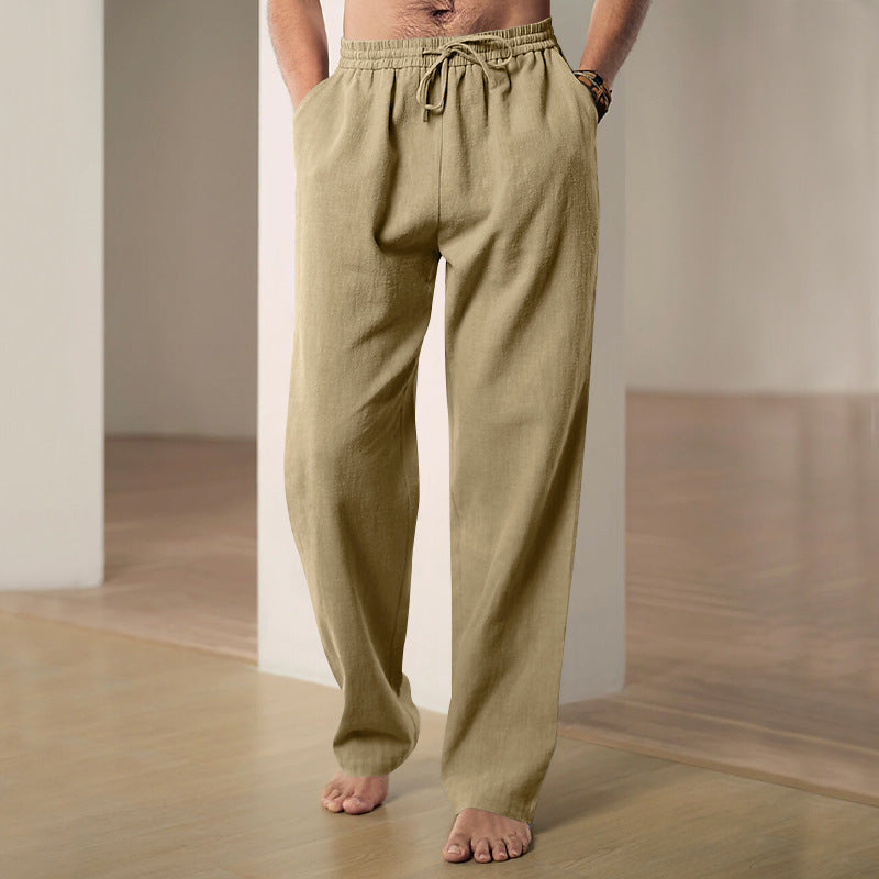 Men's casual linen-cotton pants with elastic waistband and drawstring StylebySassy