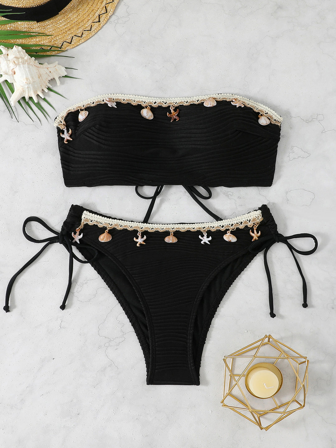 Women's bandeau bikini with intricate shell details StylebySassy