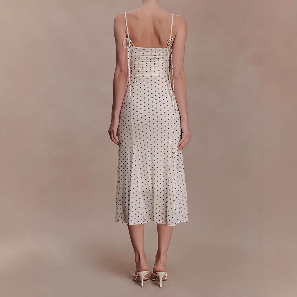 Women's midi party dress with ruffle details and transparent fabric structure StylebySassy