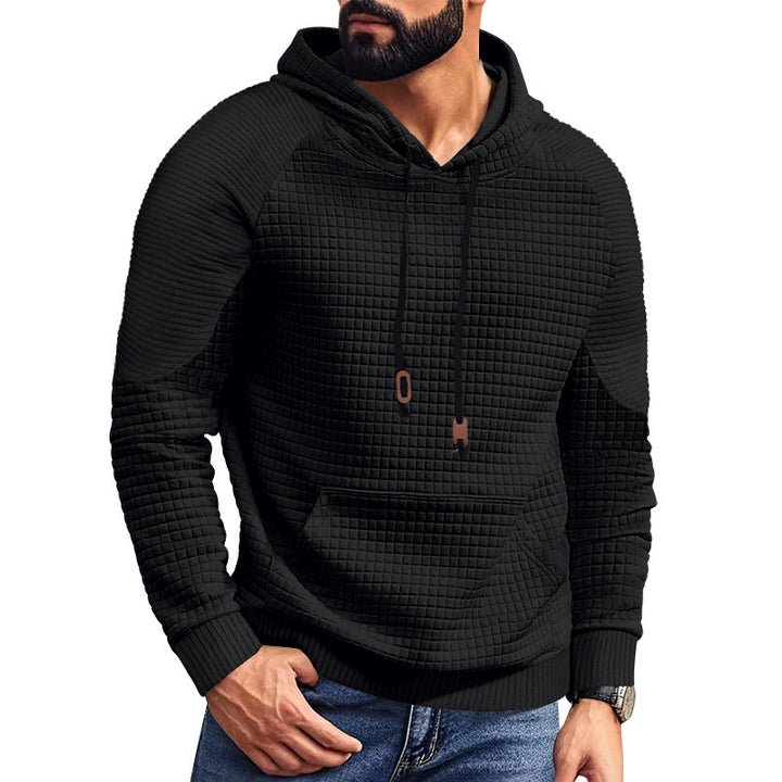 Men's hooded sweatshirt in quilted look with kangaroo pocket, raglan sleeves and drawstring StylebySassy