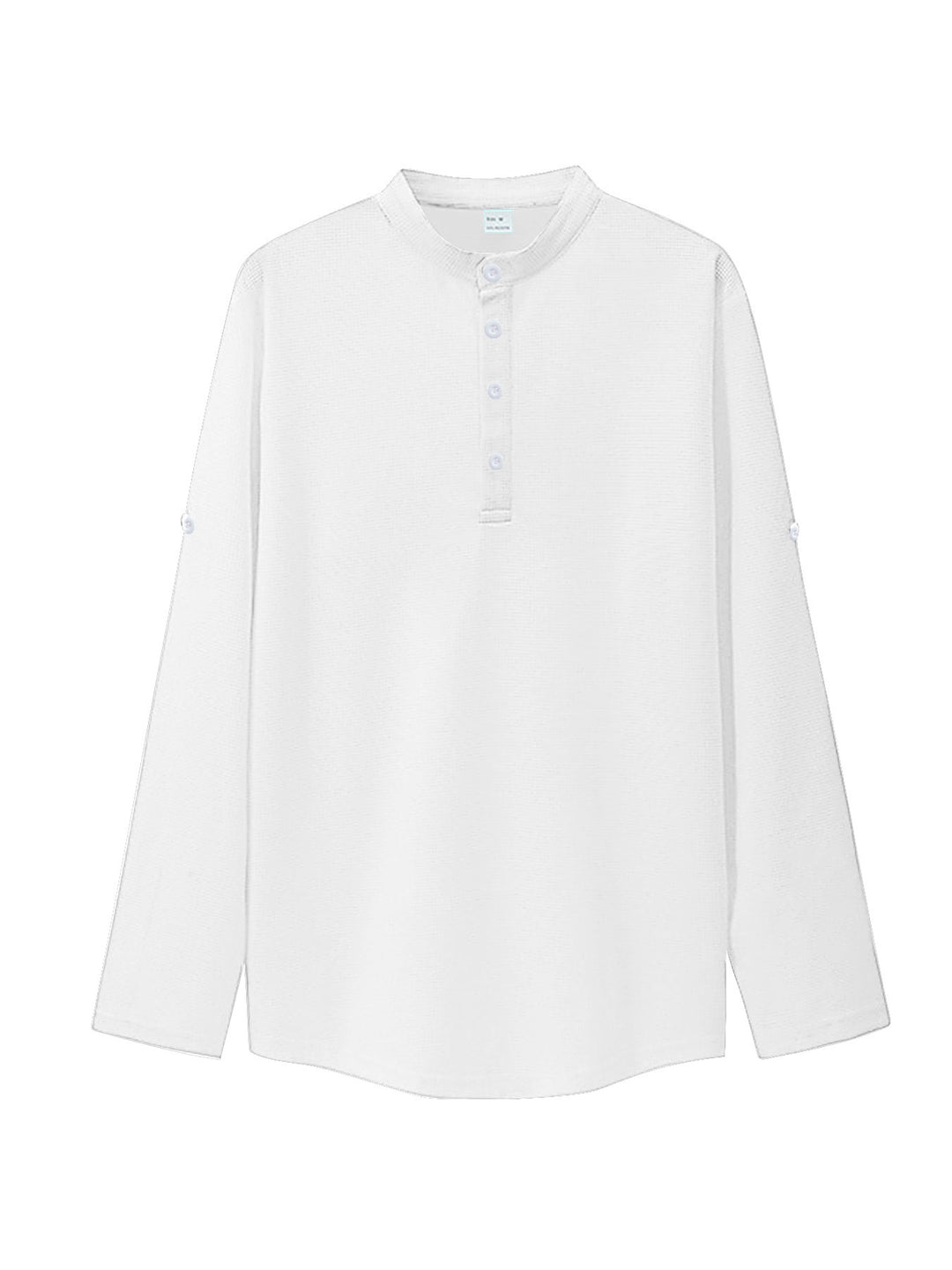 Women's oversized long sleeve Henley with stand-up collar waffle texture and sleeve fastening StylebySassy