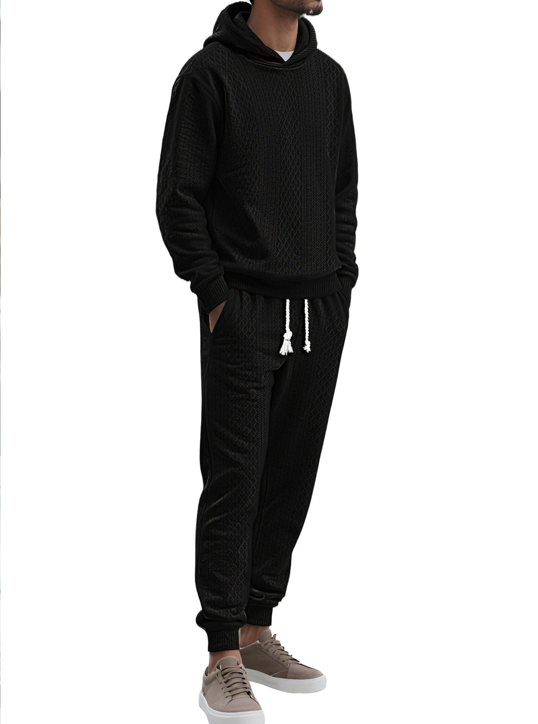 Men's structured velour tracksuit with hoodie and drawstring pants StylebySassy