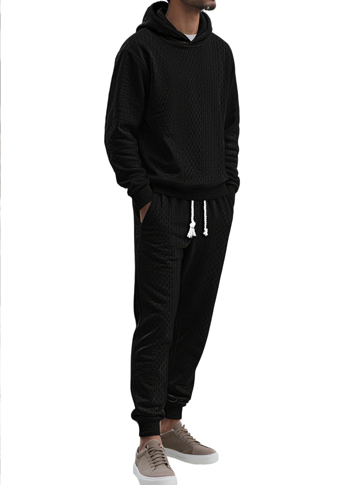 Men's structured velour tracksuit with hoodie and drawstring pants StylebySassy