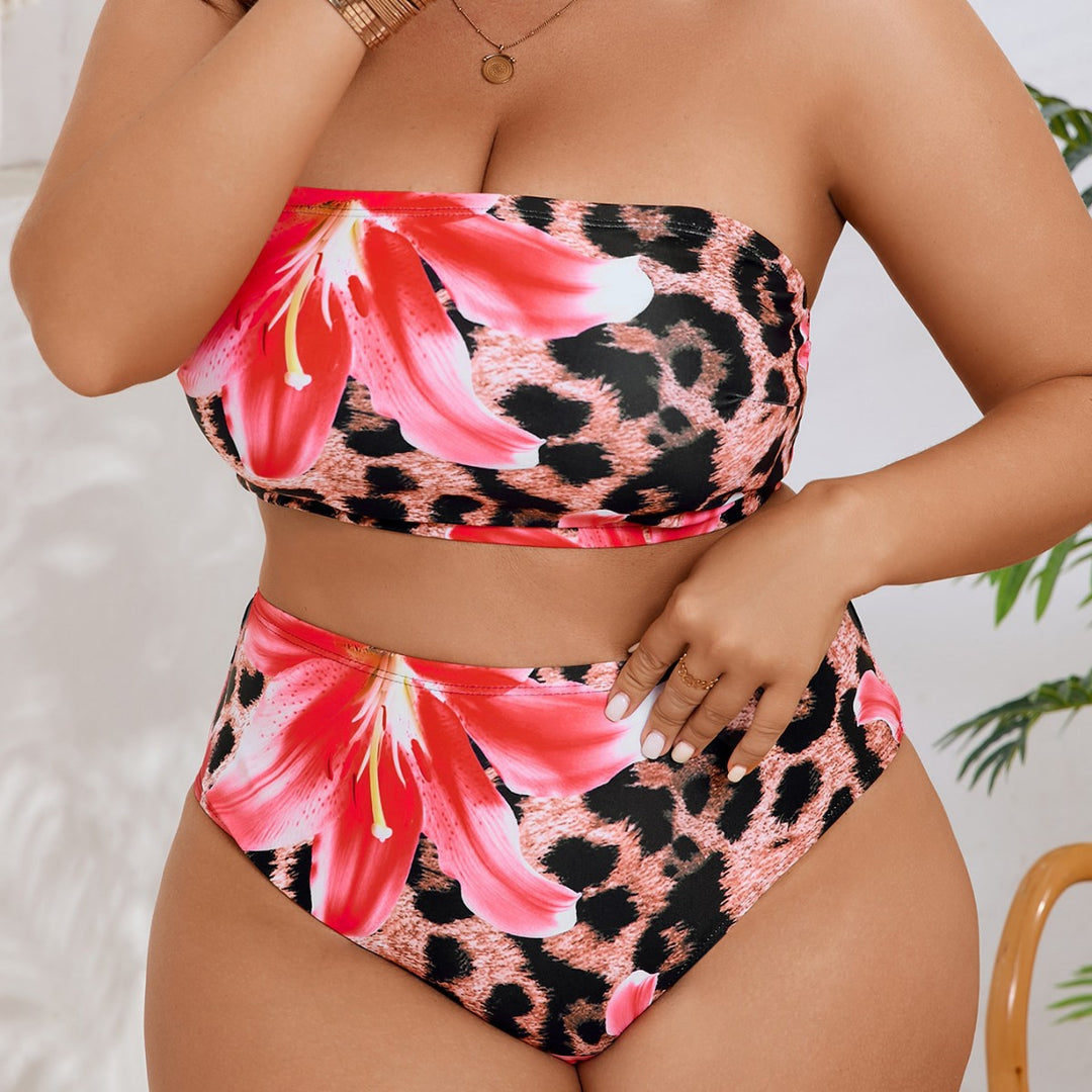 Ladies bandeau bikini with floral and animal pattern StylebySassy