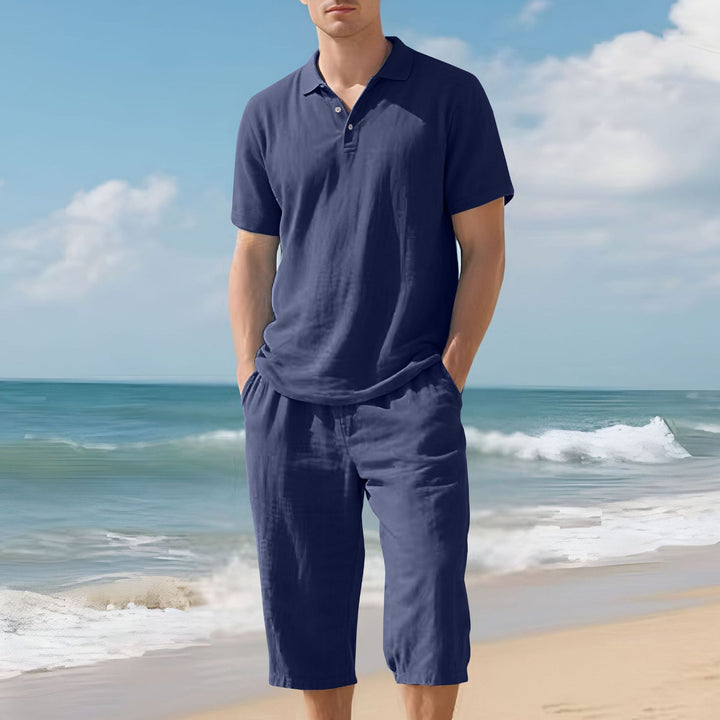 Men's light polo and bermuda set made of silky cotton jersey StylebySassy