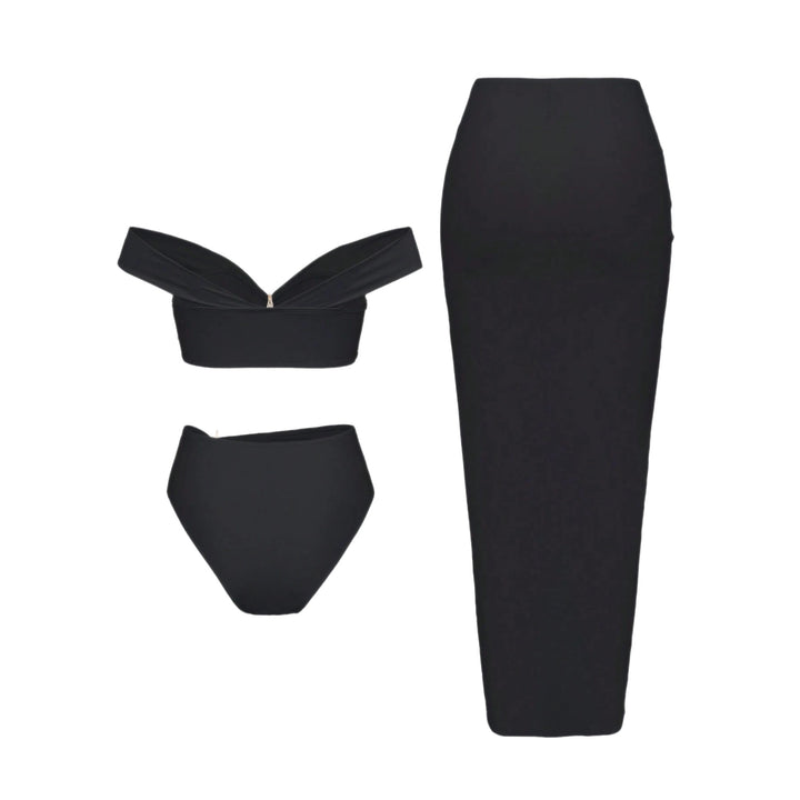 Ladies bikini set with wrap skirt and elegant jewelry details StylebySassy