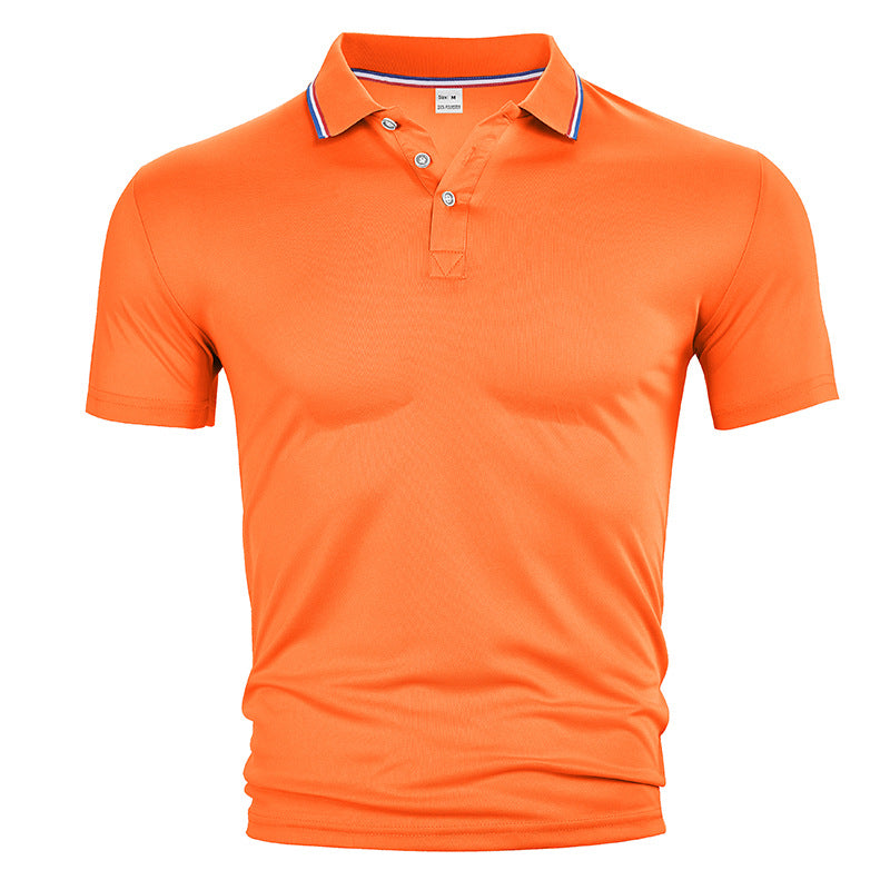 Men's breathable piqué polo with contrast stripes on the collar StylebySassy