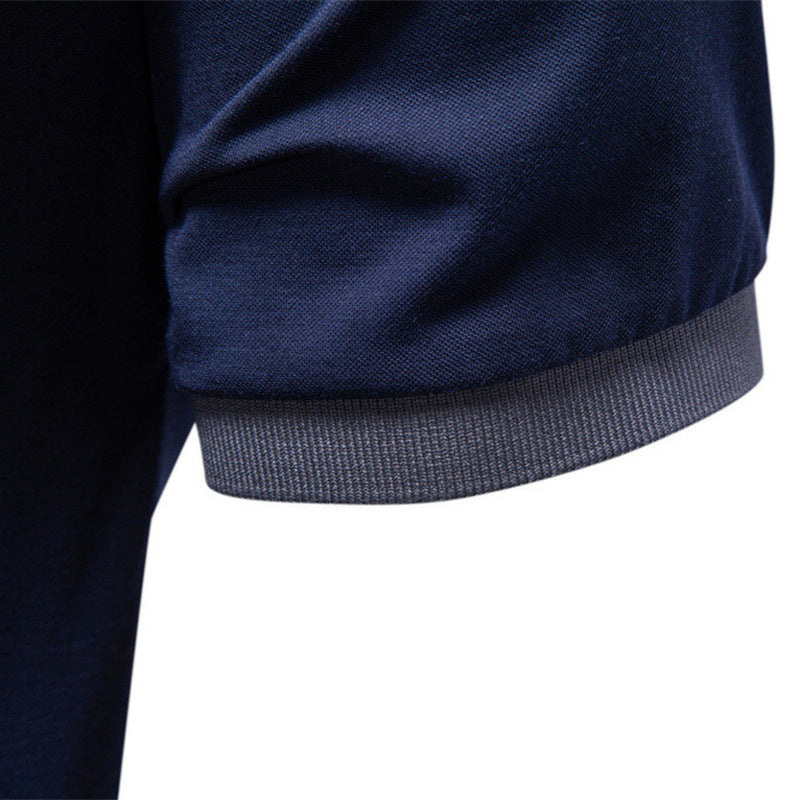 Men's breathable polo shirt made of cotton blend with contrast collar and ribbed sleeve cuffs StylebySassy