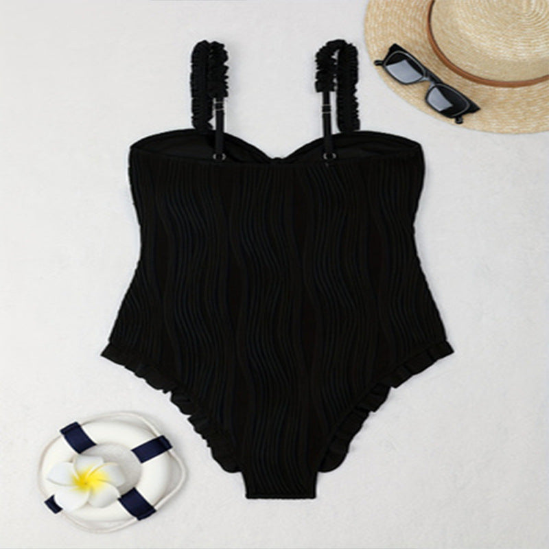 Women One-Piece Swimsuit with Textured Ribbed Surface StylebySassy