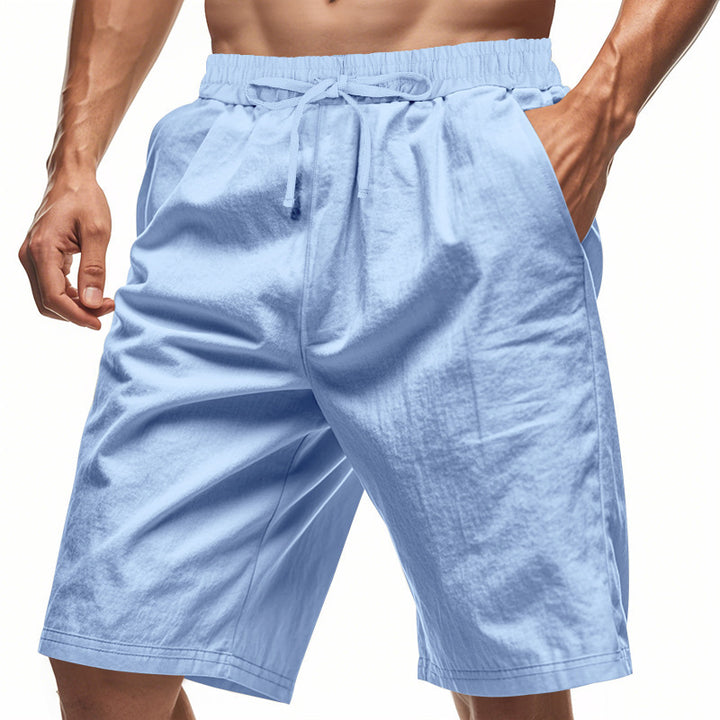 Men's casual cotton blend leisure shorts with elastic waistband and side pockets StylebySassy
