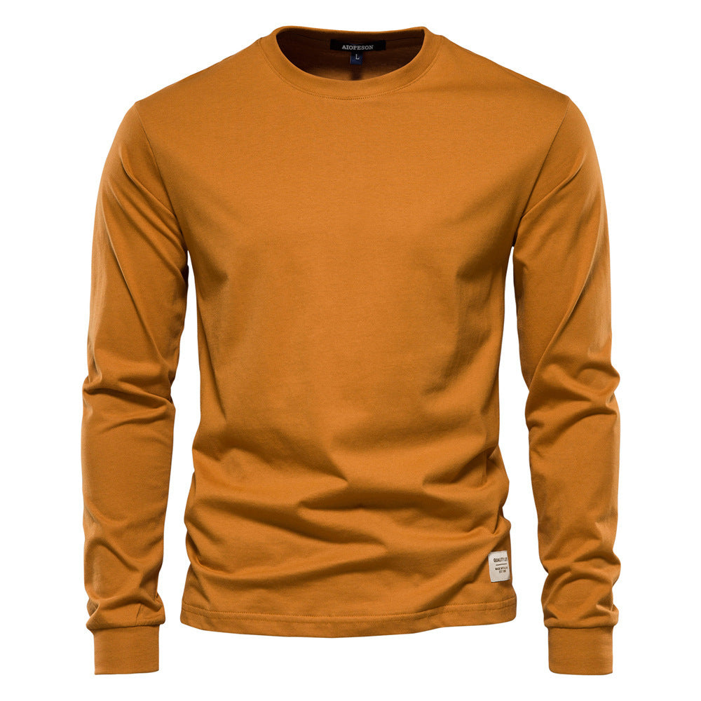 Men's classic long-sleeved cotton shirt with round neck and elastic cuffs StylebySassy