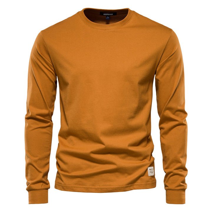 Men's classic long-sleeved cotton shirt with round neck and elastic cuffs StylebySassy