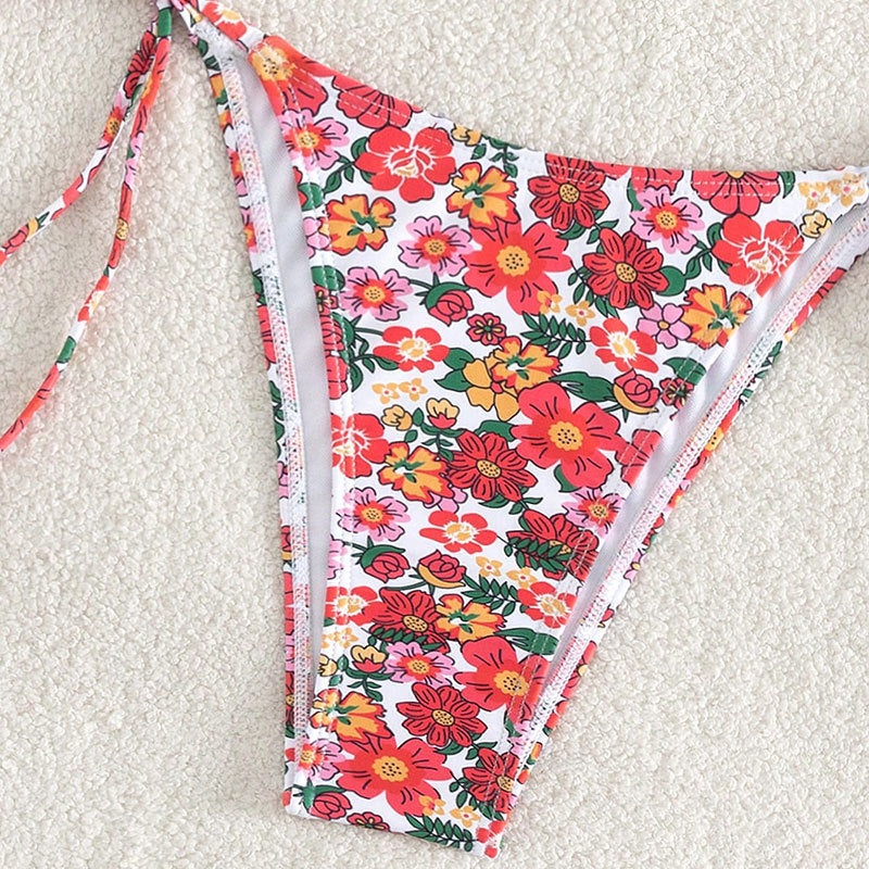 Women’s floral patterned bikini with light bustier top and adjustable straps StylebySassy