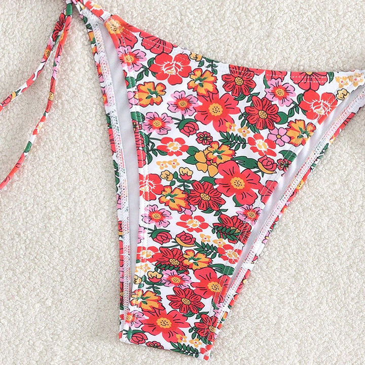 Women’s floral patterned bikini with light bustier top and adjustable straps StylebySassy