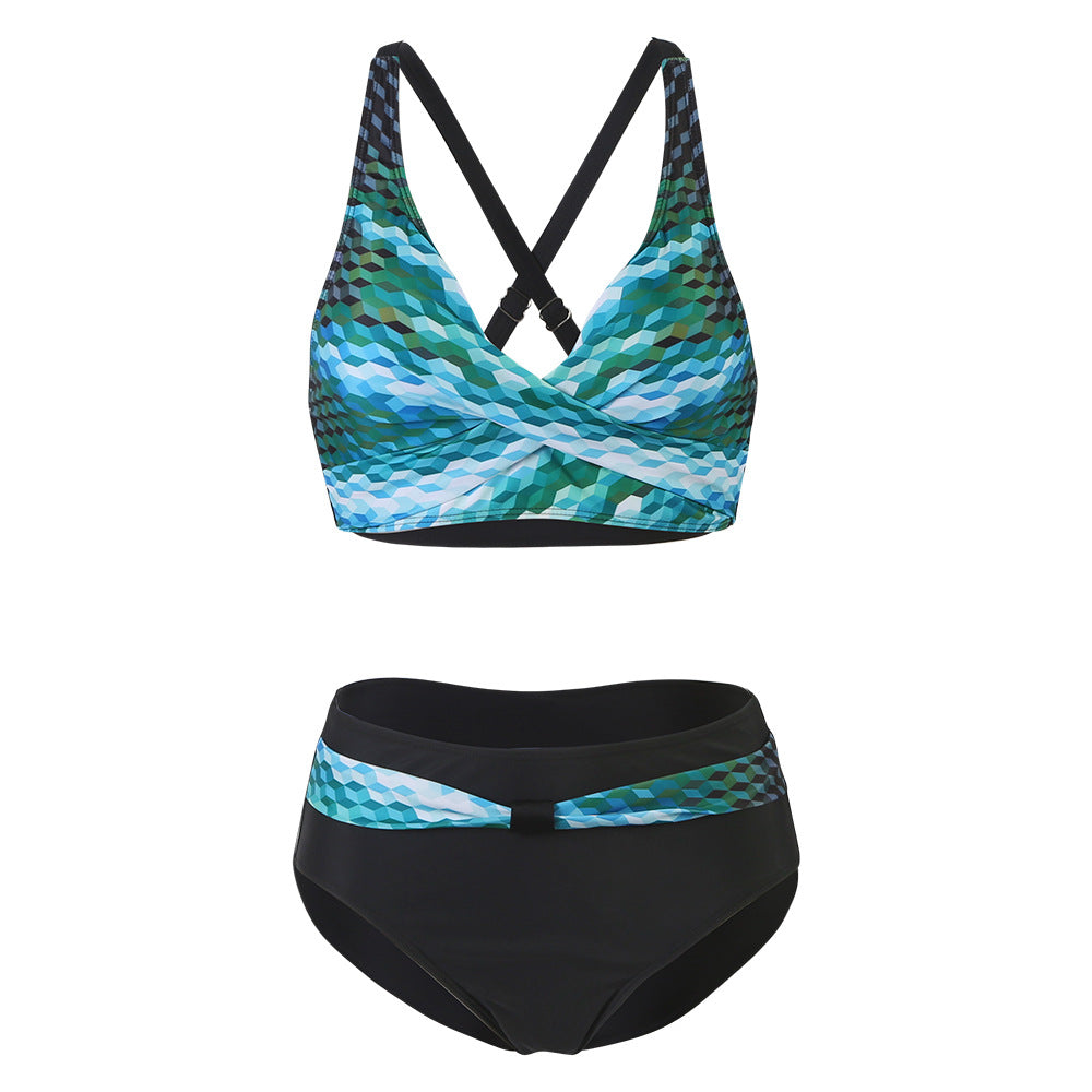 Women's sporty bikini set with trendy cut and modern graphic design StylebySassy