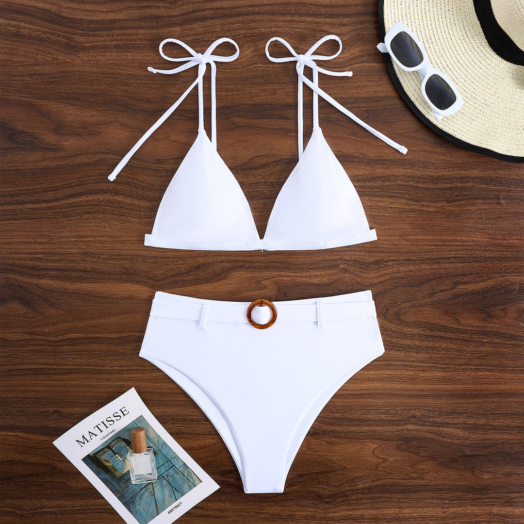 Women's triangle bikini with elegant lacing and trendy ring closure StylebySassy