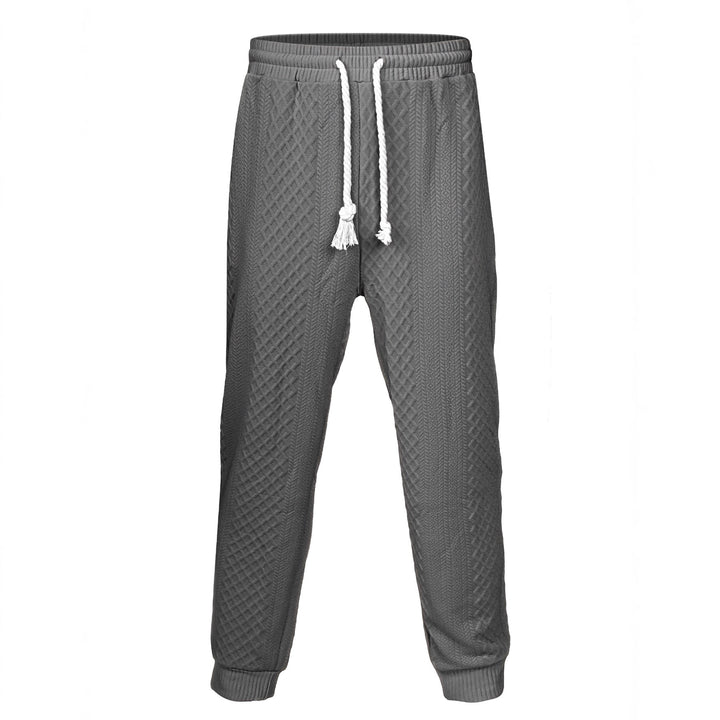 Men's knitted comfort pants with cable structure, elastic waistband, drawstring, and side pockets StylebySassy