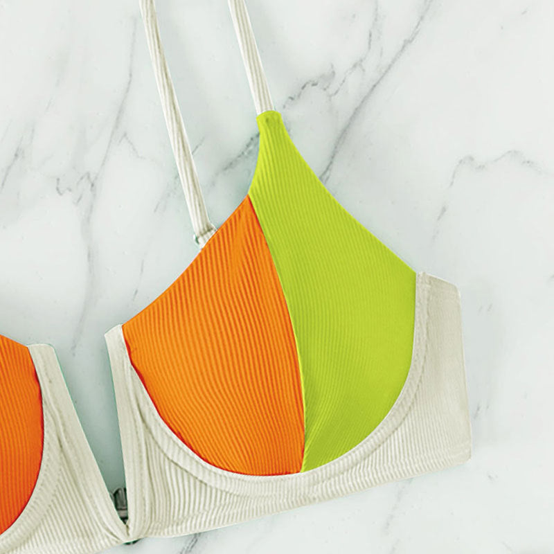 Women's bikini set with trendy color block design and adjustable straps StylebySassy