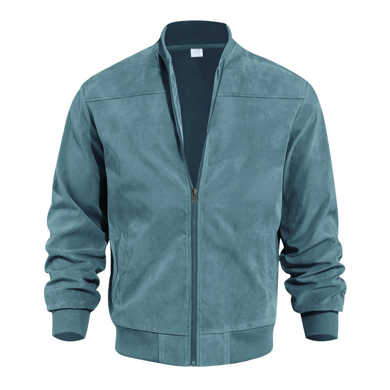 Men's sporty bomber jacket made of microfiber with zipper and ribbed hem StylebySassy