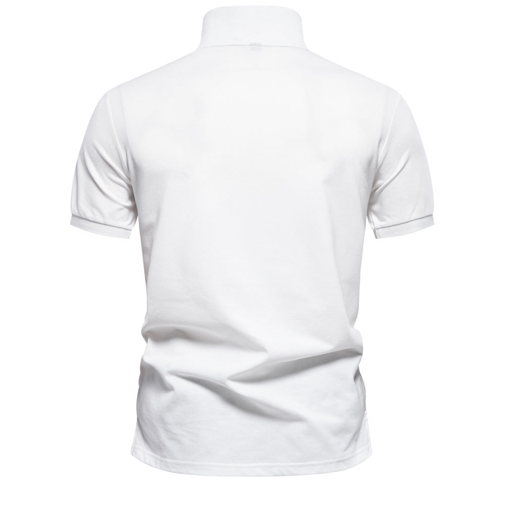 Men's polo shirt with floral gradient pattern, Kent collar and subtle button placket StylebySassy