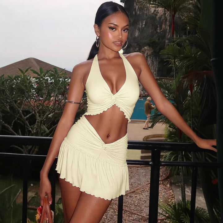 Ladies Two-Piece Set with Ruffled Skirt StylebySassy