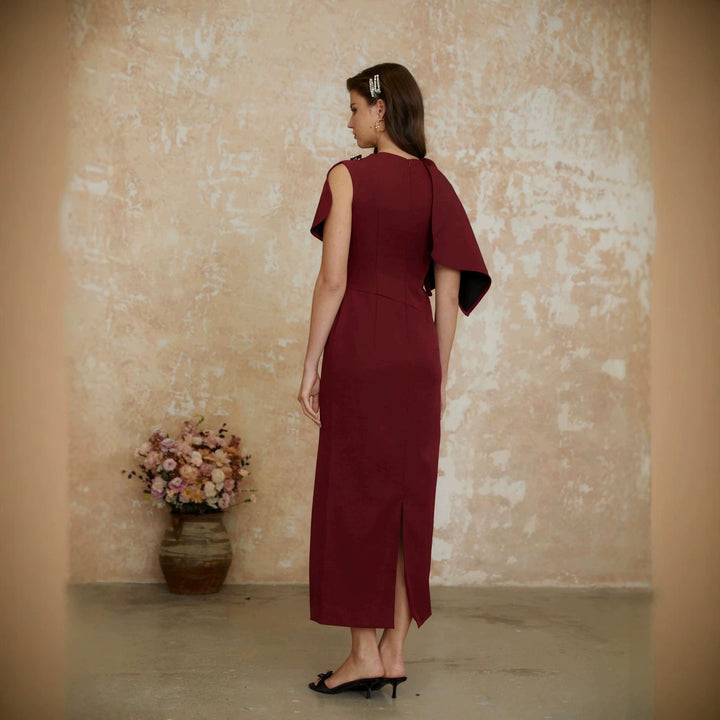 Women Elegant Evening Dress with Off-Shoulder Design and Sophisticated Draping StylebySassy