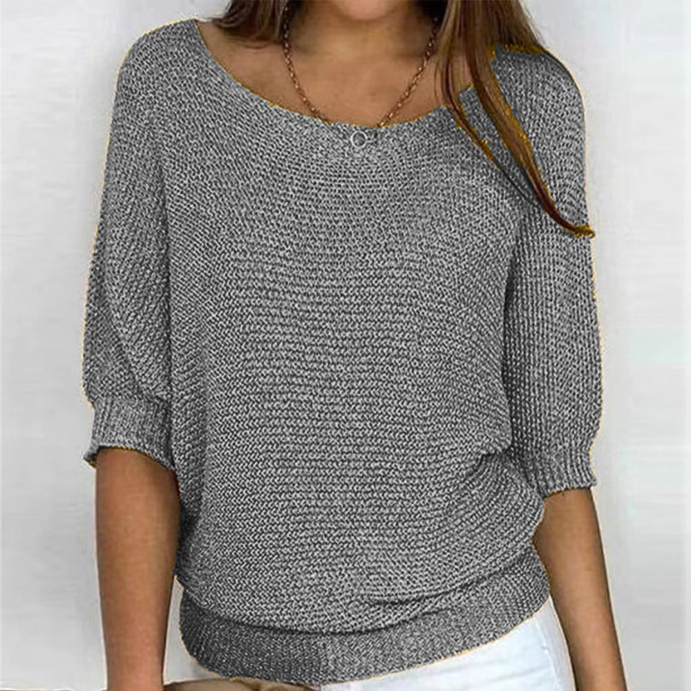 Women's Batwing Sleeve Sweater with Textured Pattern