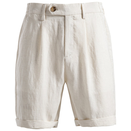 Men's casual linen shorts with cuffs and pleats StylebySassy