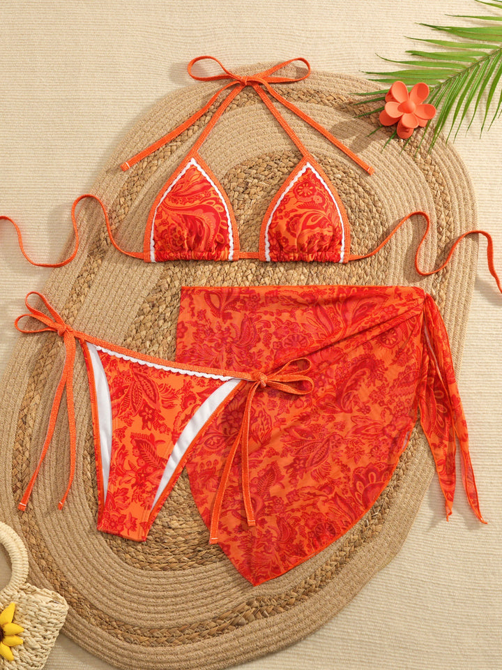 Women Triangle Bikini with Floral Design StylebySassy