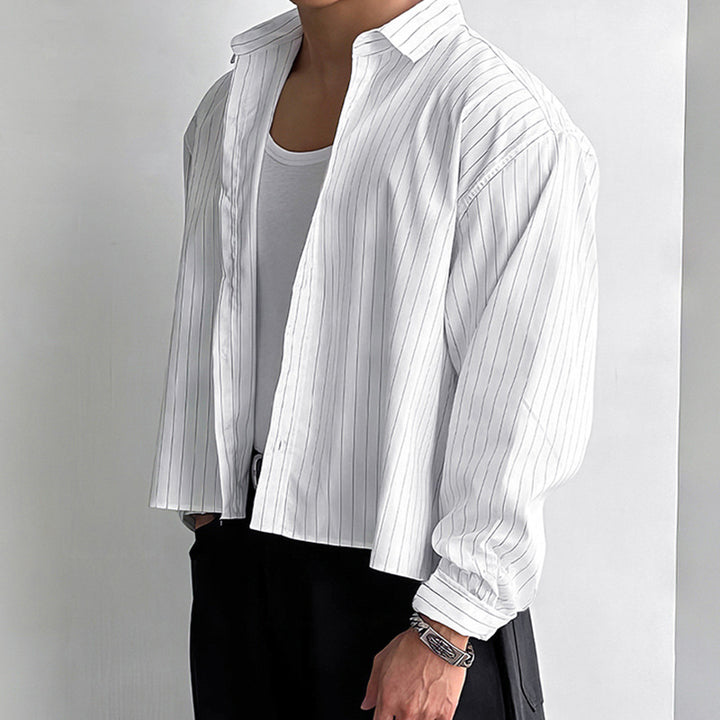 Men's striped cotton blend shirt with Kent collar and classic cuff StylebySassy