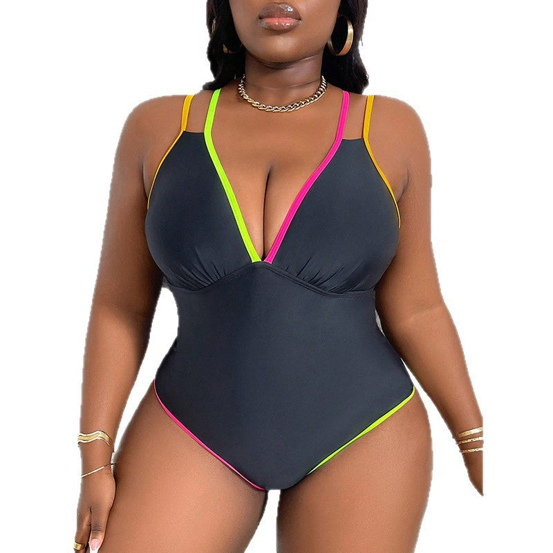 Ladies elegant one-piece swimsuit with contrasting details StylebySassy