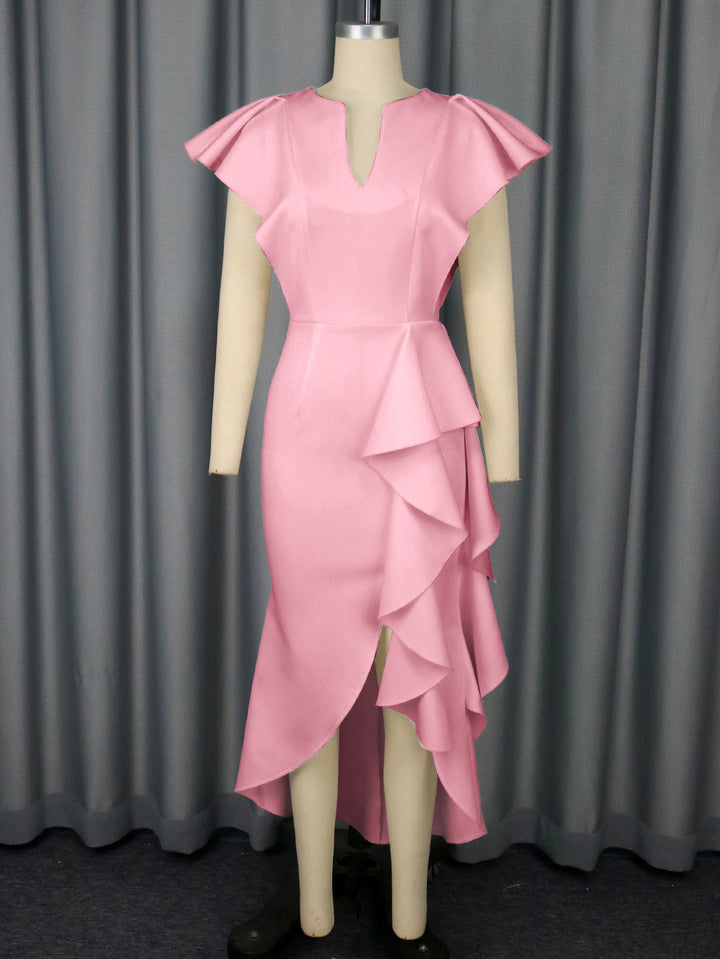 Women Elegant Wrap Dress with Voluminous Draping StylebySassy