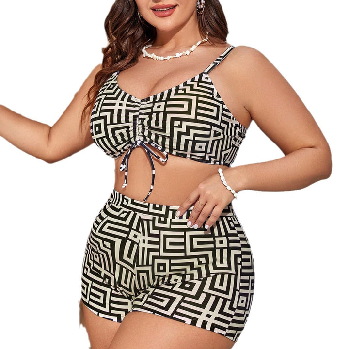 Women's bikini set with transparent cover-up and fashionable geometric pattern StylebySassy